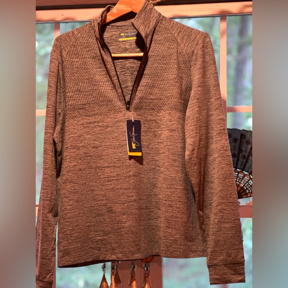 Grey 1/4 zip athletic sweater